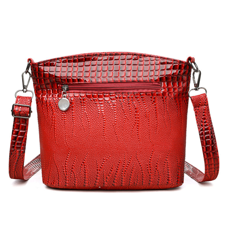 Crocodile Pattern Shoulder Bag Casual Multi-layer Vintage Crossbody Women's Bag
