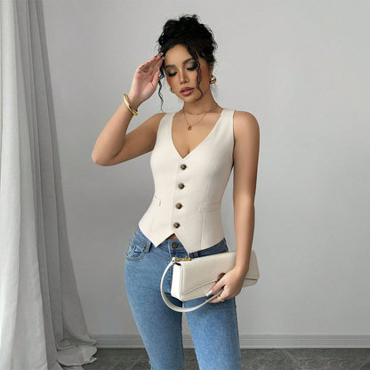Retro Spicy Girl Style Single-breasted Suit Vest