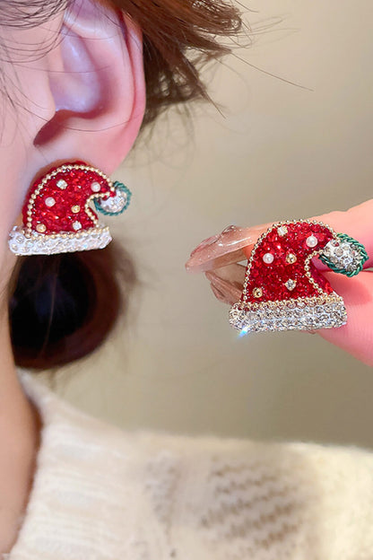 Rhinestone Christmas Hat Earrings