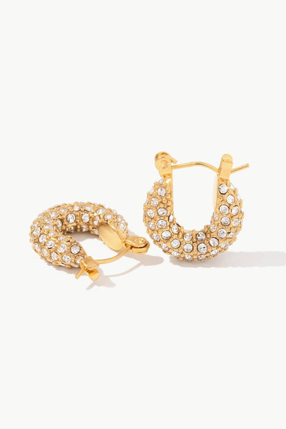 18K Gold Plated Inlaid Zircon Hoop Earrings