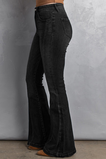 High Waist Flare Jeans with Pockets