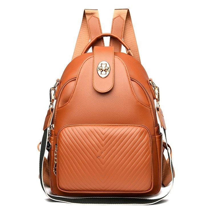 Stylish Multifunctional Backpack Women's Portable Pu Shoulder Backpack