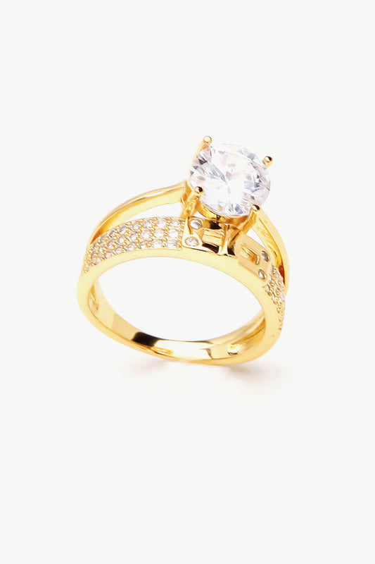 Elegant Cubic Zirconia Gold-Plated Ring