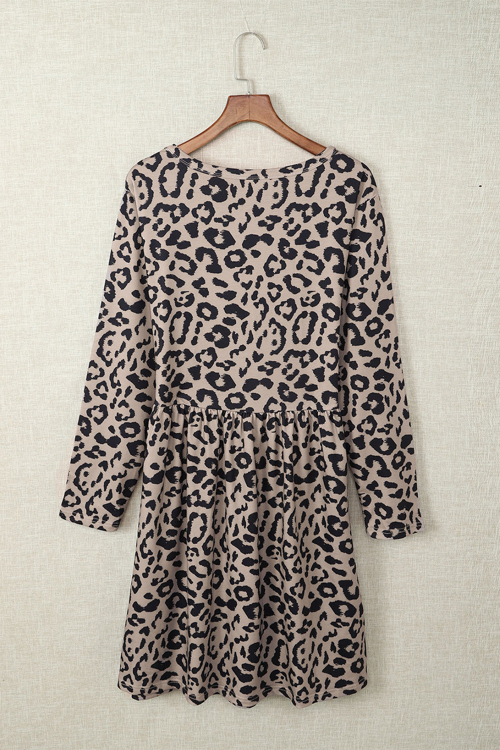 Plus Size Leopard Round Neck Flounce Dress