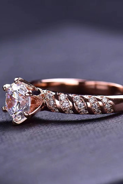 1 Carat Moissanite 18K Rose Gold-Plated 6-Prong Ring