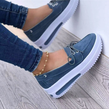 Women's Lace-up Flats Shoes Wedges Heel Casual Shoes