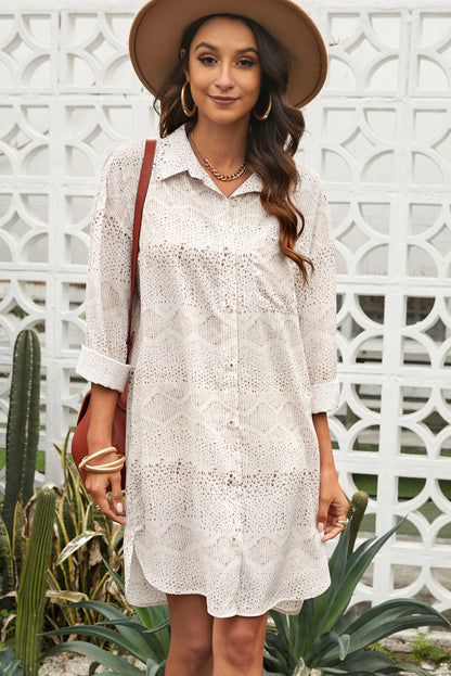 Printed Dropped Shoulder Mini Shirt Dress