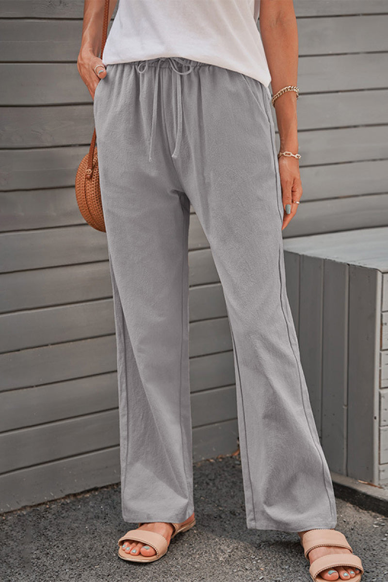 Elastic Waist Wide Leg Pants