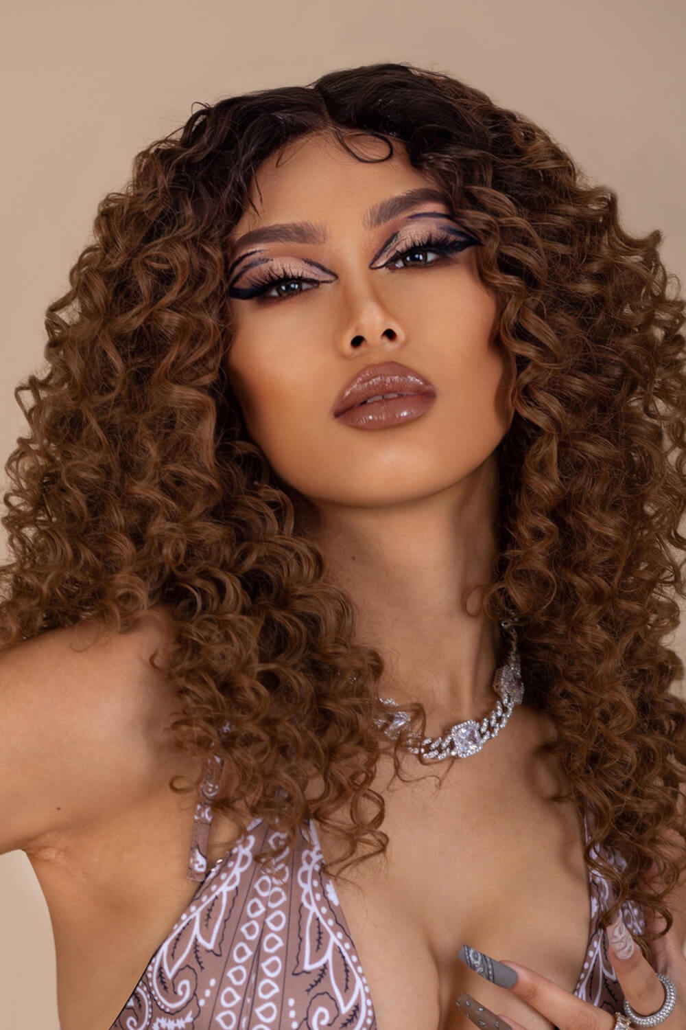 13*2" Lace Front Wigs Synthetic Long Curly 22'' 150% Density