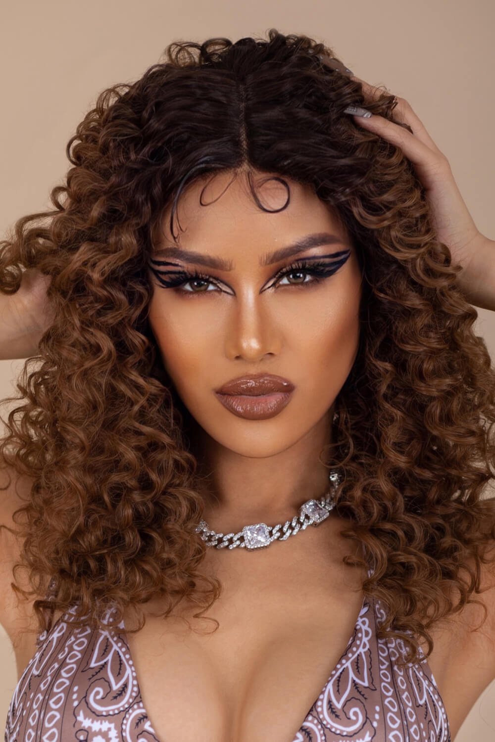 13*2" Lace Front Wigs Synthetic Long Curly 22'' 150% Density