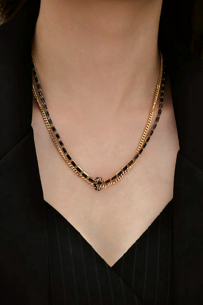 18K Gold-Plated Zircon Double-Layered Necklace