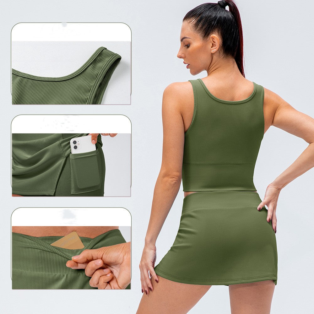 Women's Sports Quick-drying Fitness Vest Skirt Suit