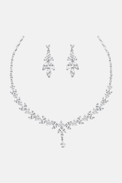 Platinum-Plated Necklace and Drop Earrings Set