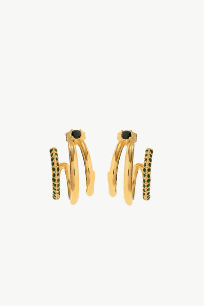 18K Gold Plated Cubic Zirconia Wrap C-Hoop Earrings