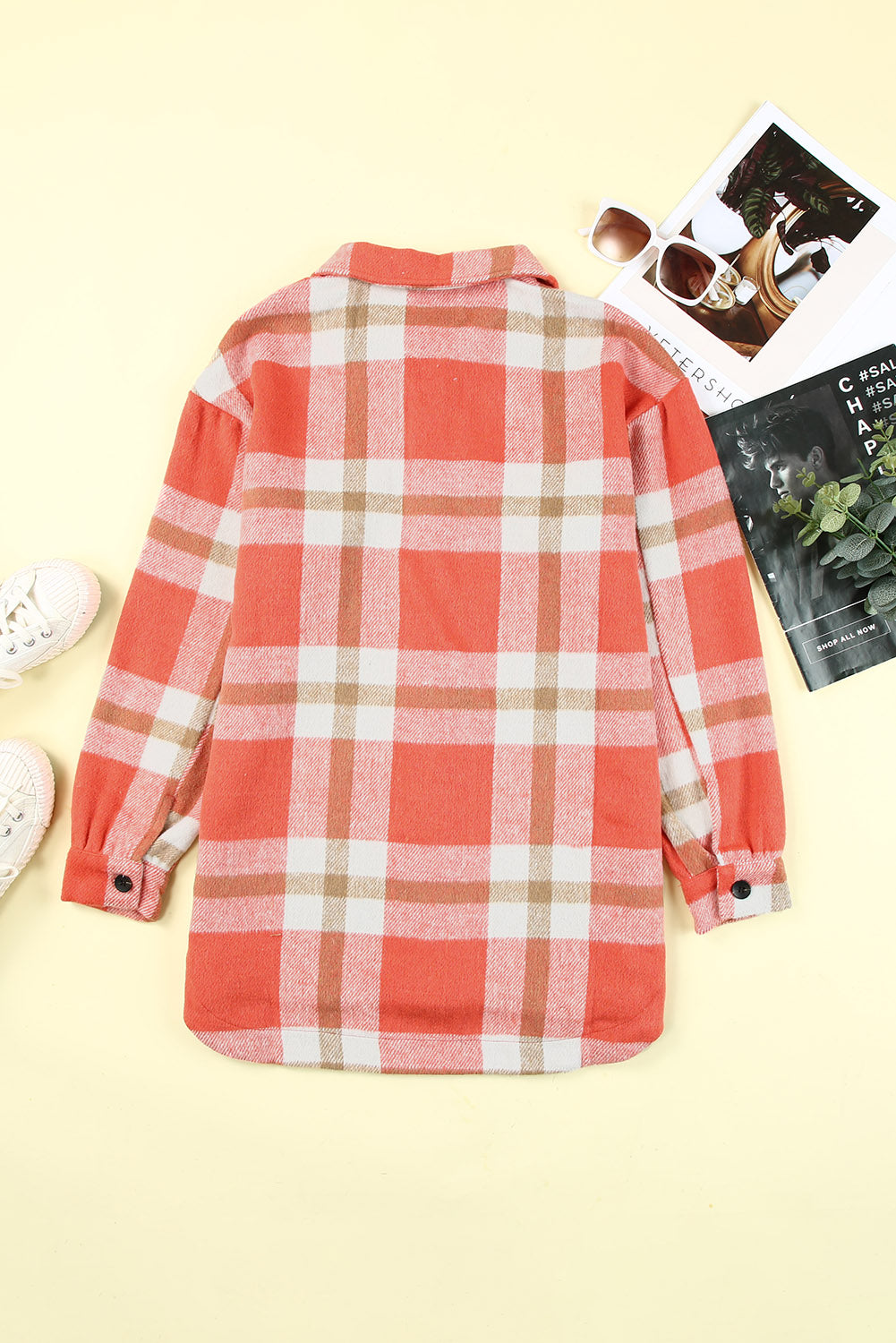 Plaid Dropped Shoulder Pocket Shacket