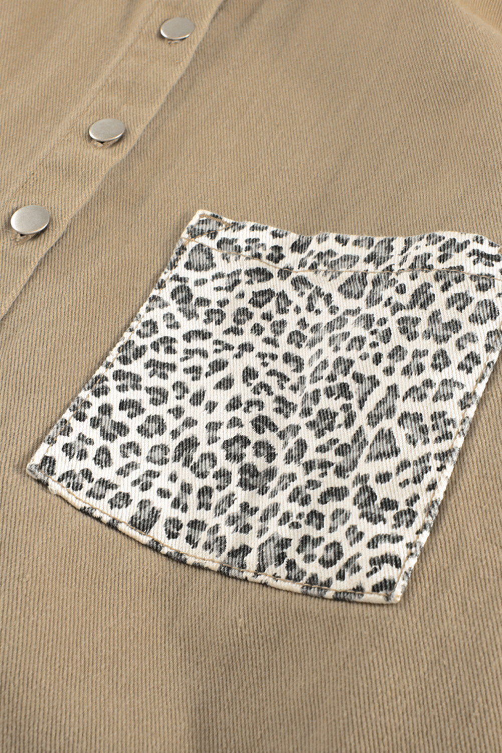 Leopard Contrast Denim Top