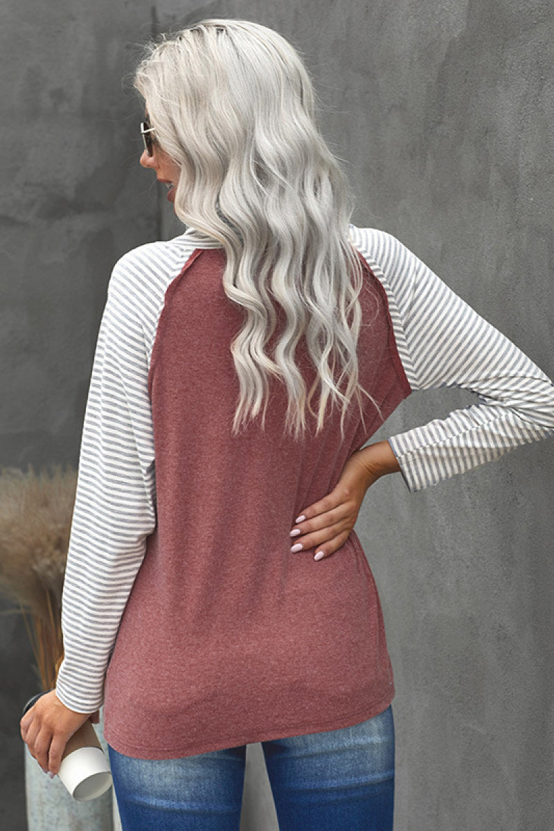 Contrast Striped Turtle Neck Tee