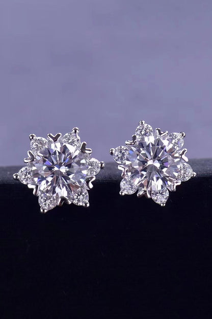 2 Carat Moissanite Floral Stud Earrings
