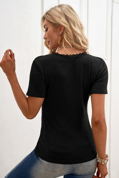 Ribbed Knit Short Sleeve Top