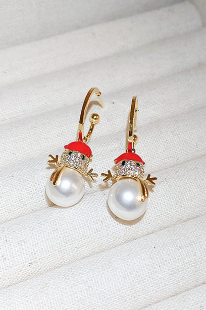 Zircon Christmas Snowman Drop Earrings