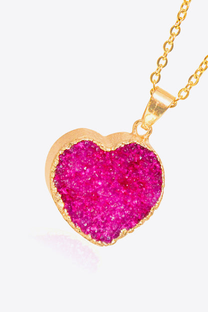 Contrast Heart Druzy Pendant