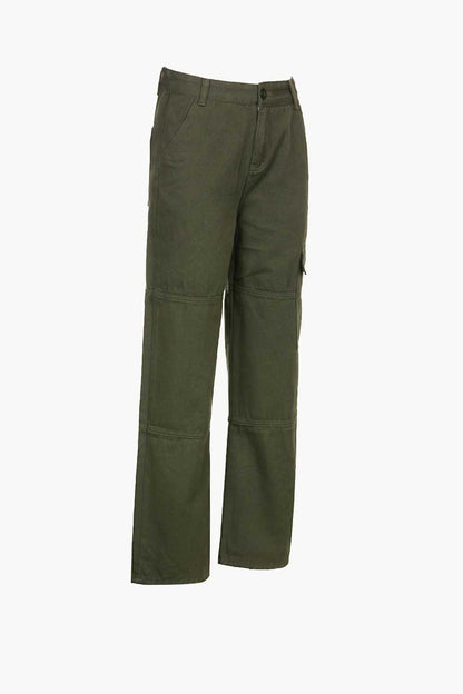 Full Length Wide Leg Jeans with Cargo Pockets