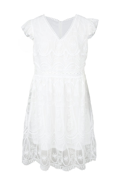 Plus Size Flutter Sleeve Lace Dress