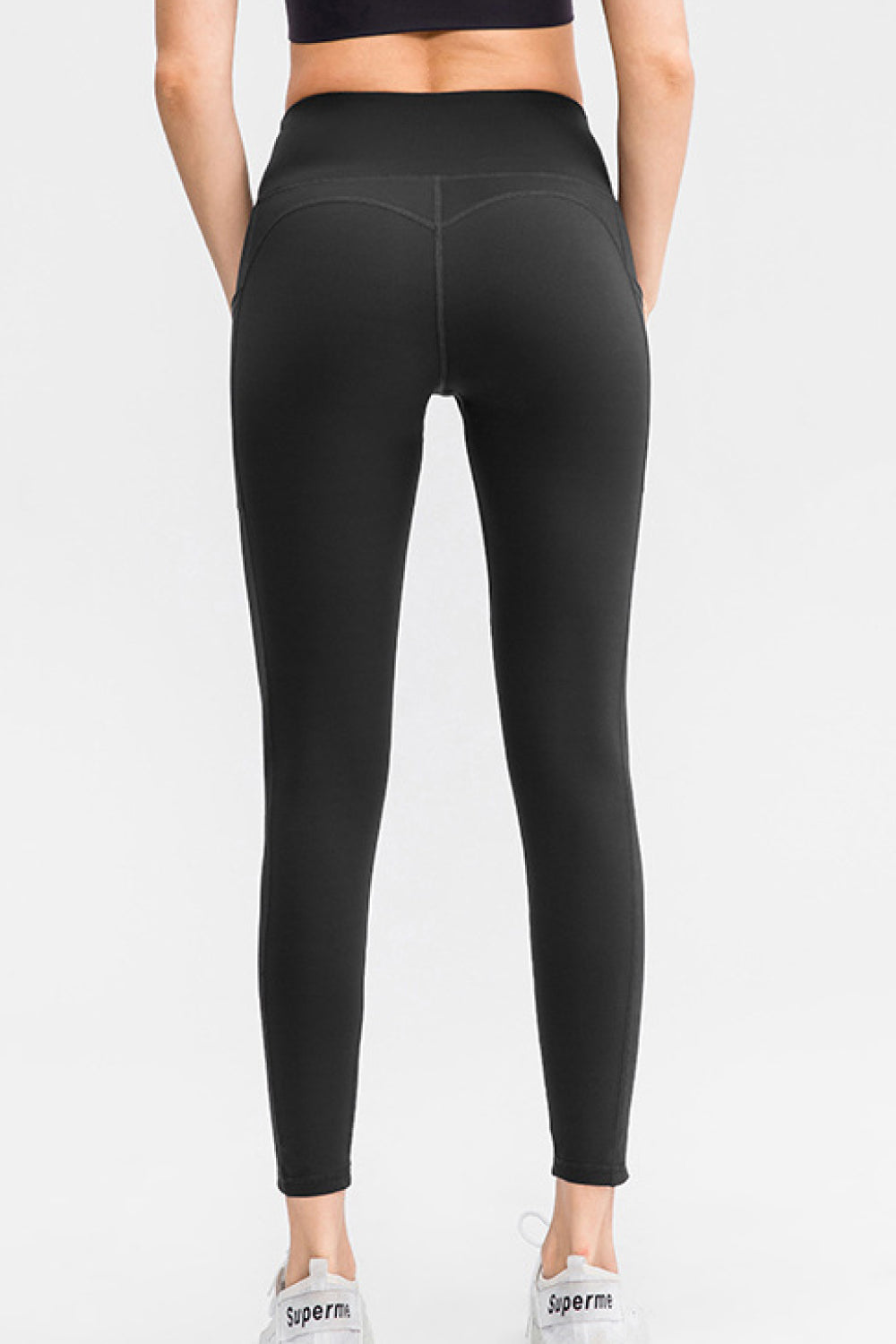 High Waist Ankle-Length Sports Leggings with Pockets