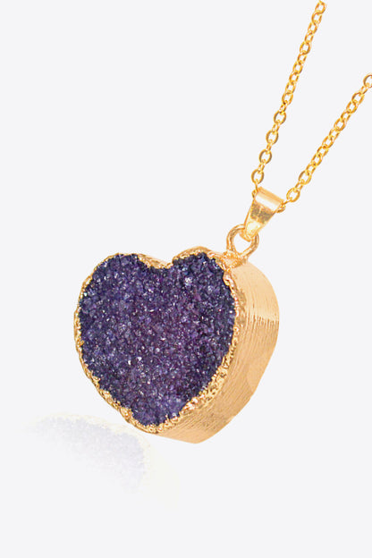 Contrast Heart Druzy Pendant