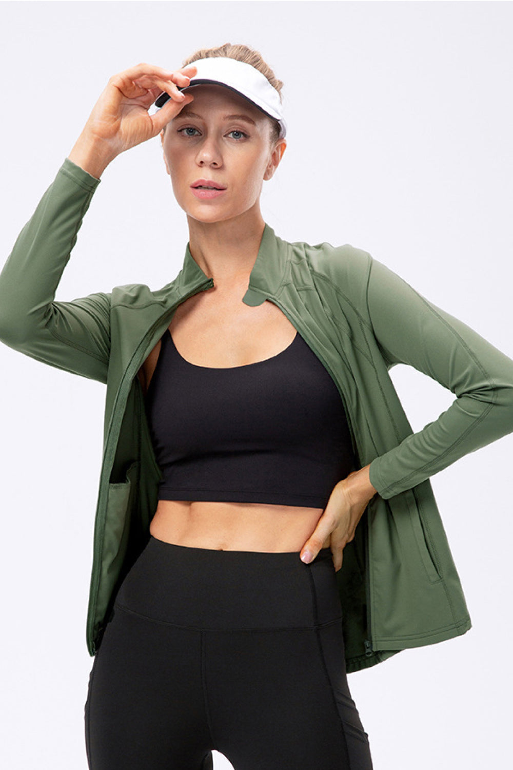 Zip Up Exposed Seam Top with Pockets