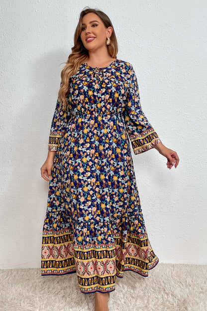 Plus Size Bohemian Round Neck Maxi Dress