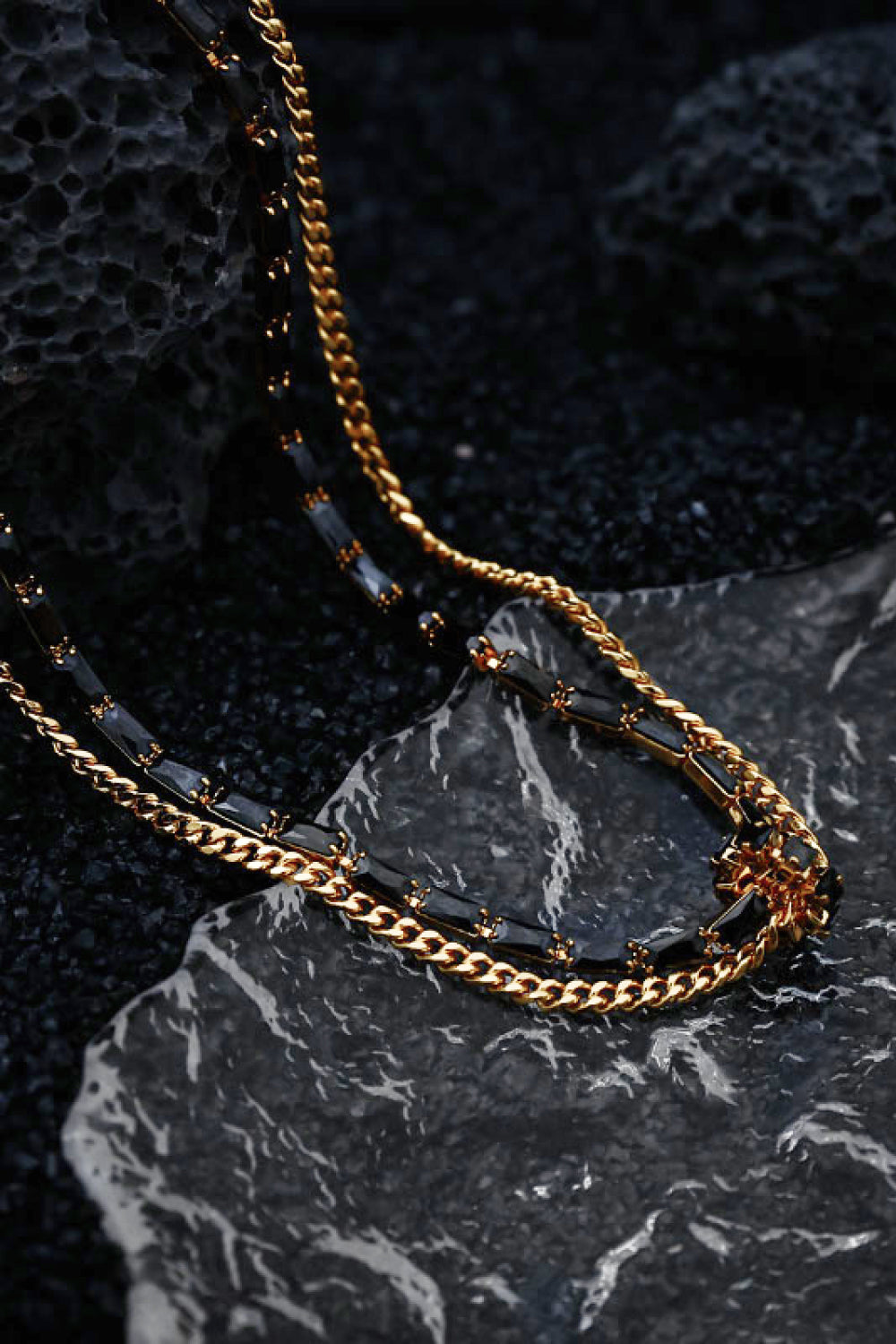 18K Gold-Plated Zircon Double-Layered Necklace