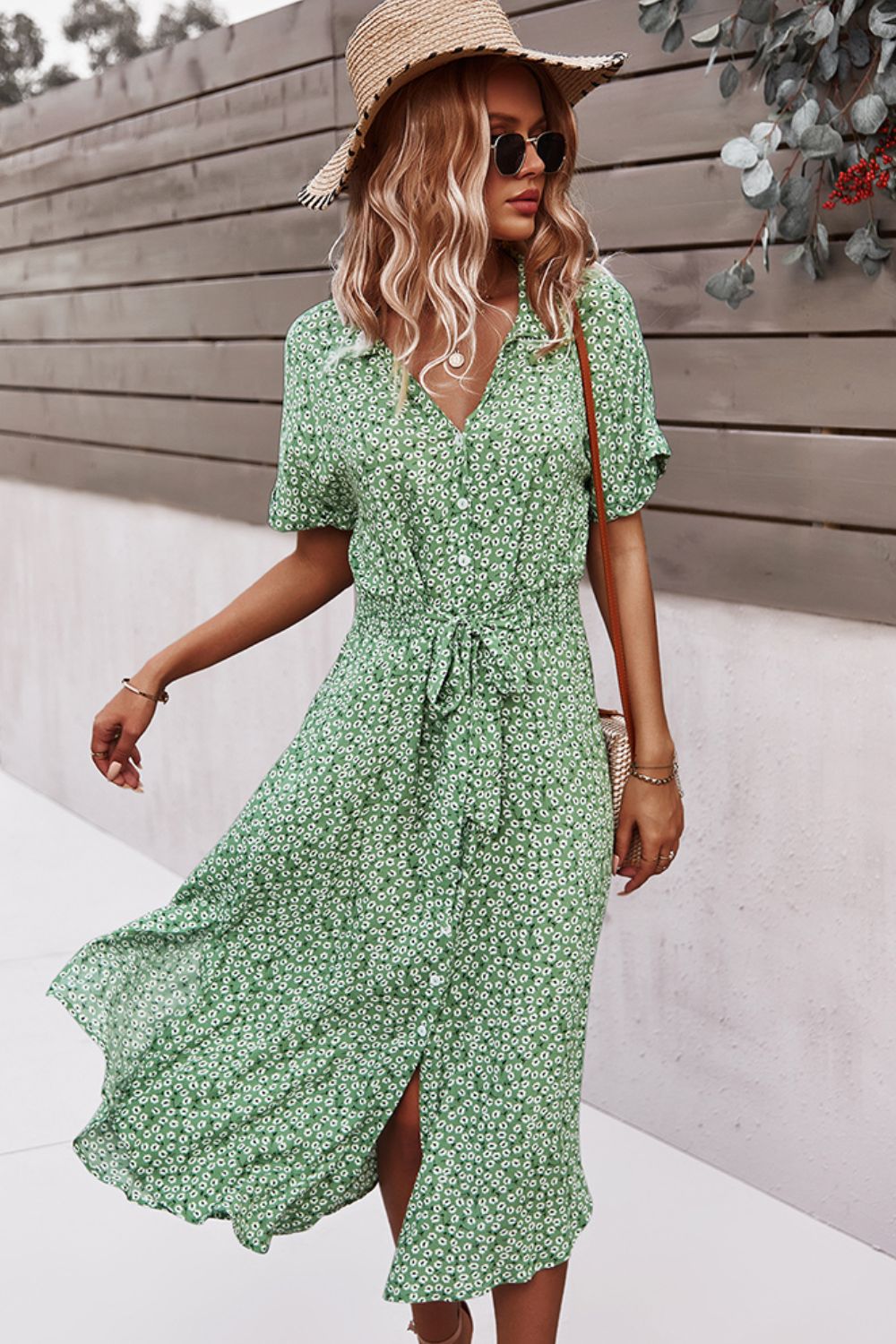 Floral Print Tie Waist Dress