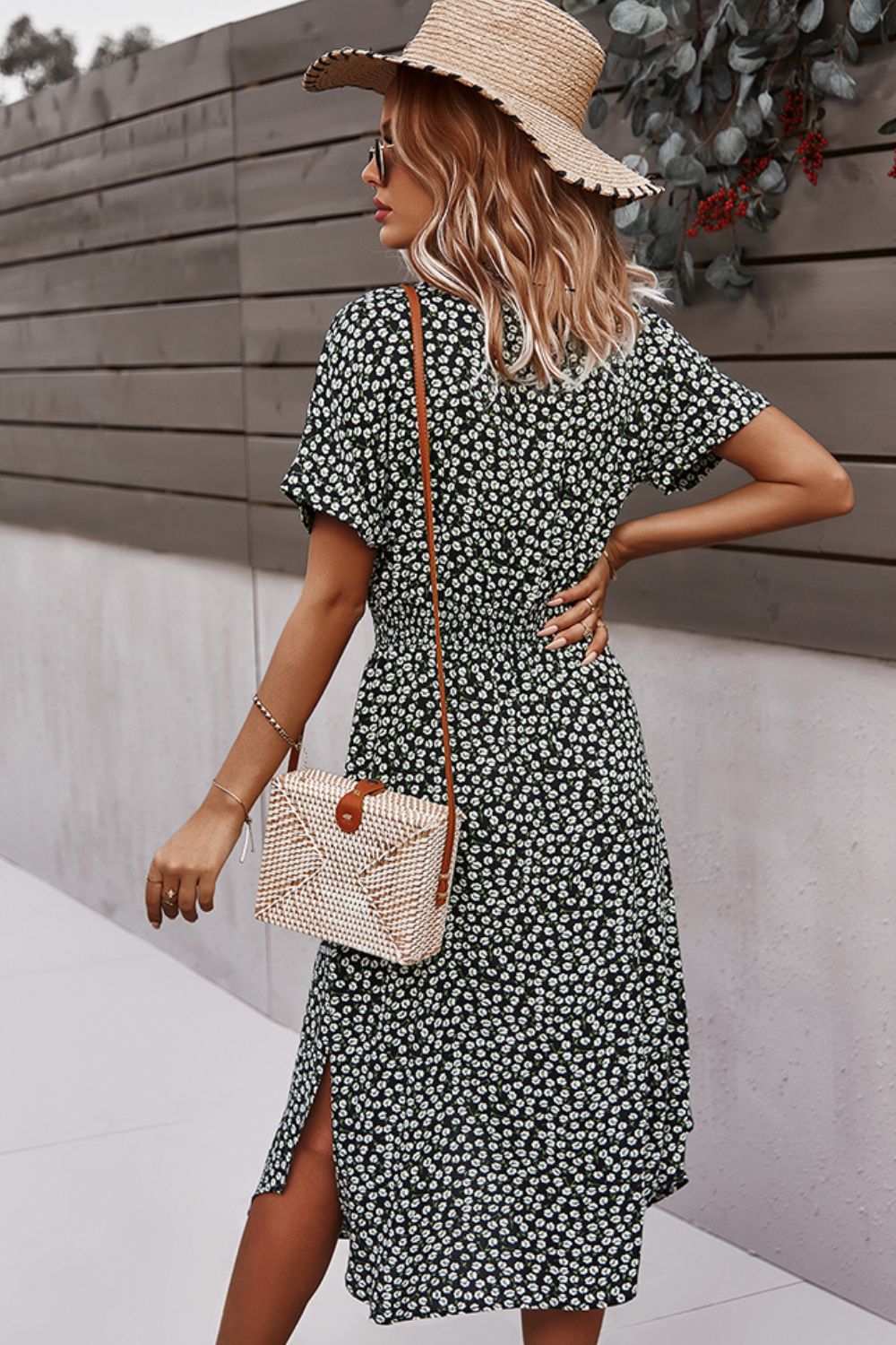 Floral Print Tie Waist Dress