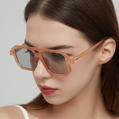 Fashionable Double-beam Polygonal Sunglasses For Women