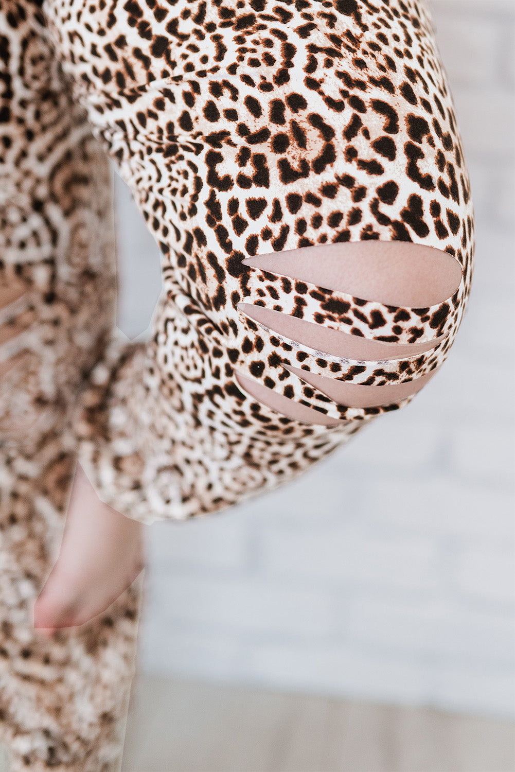 Plus Size Leopard Distressed Joggers with Pockets