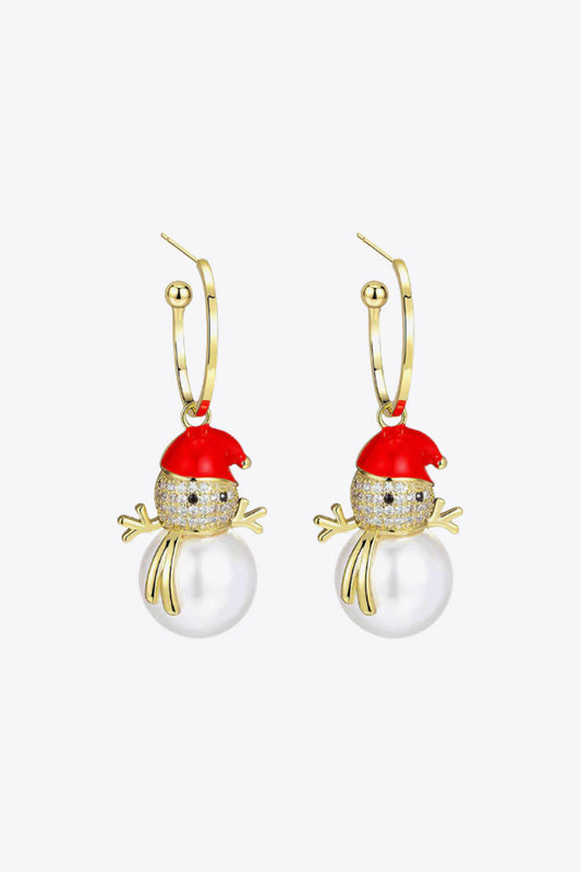 Zircon Christmas Snowman Drop Earrings