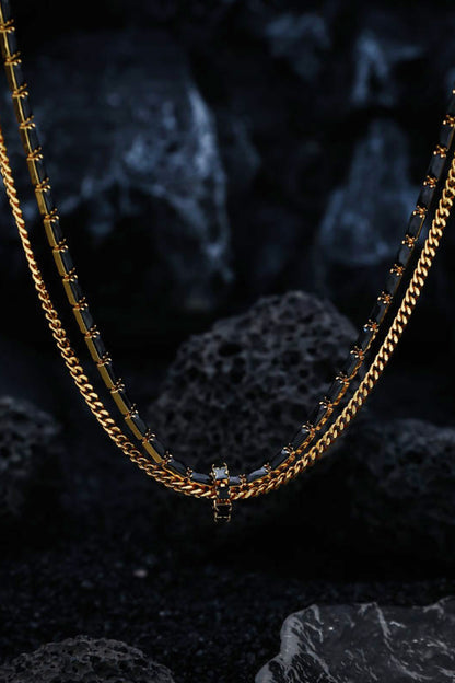 18K Gold-Plated Zircon Double-Layered Necklace