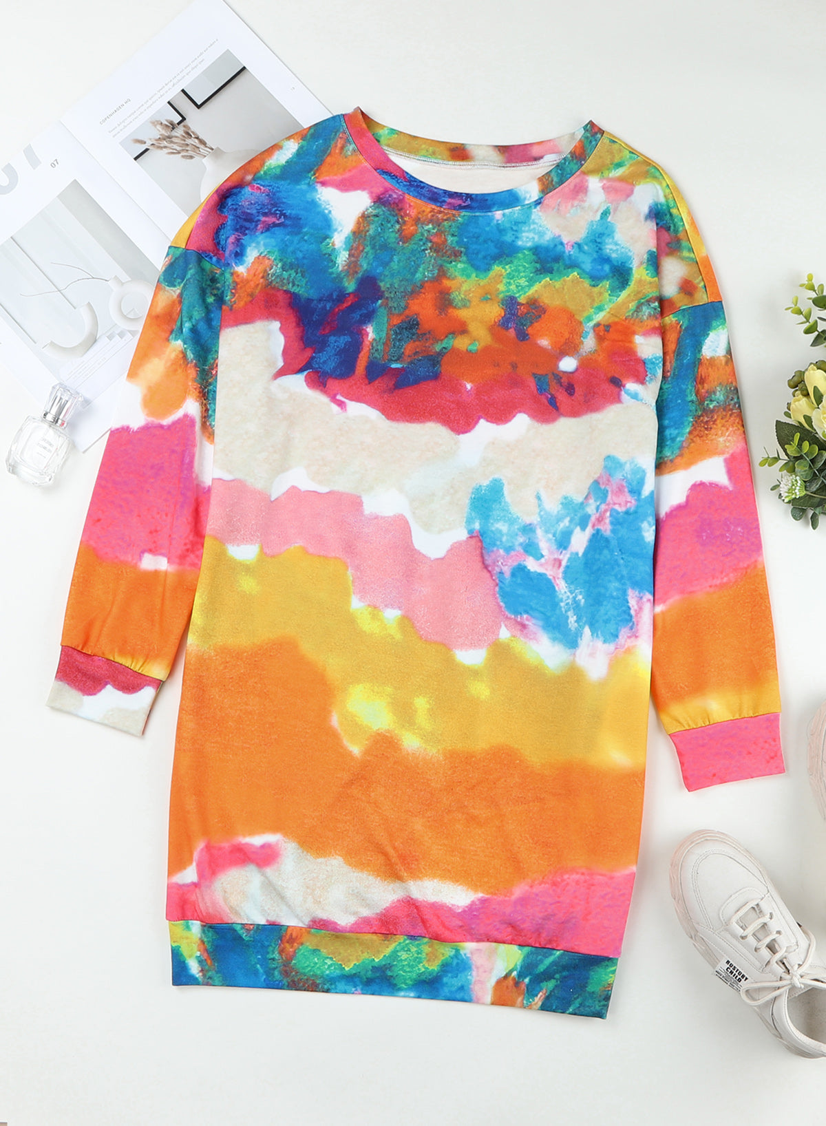 Multicolored Tie-Dye Tee Dress