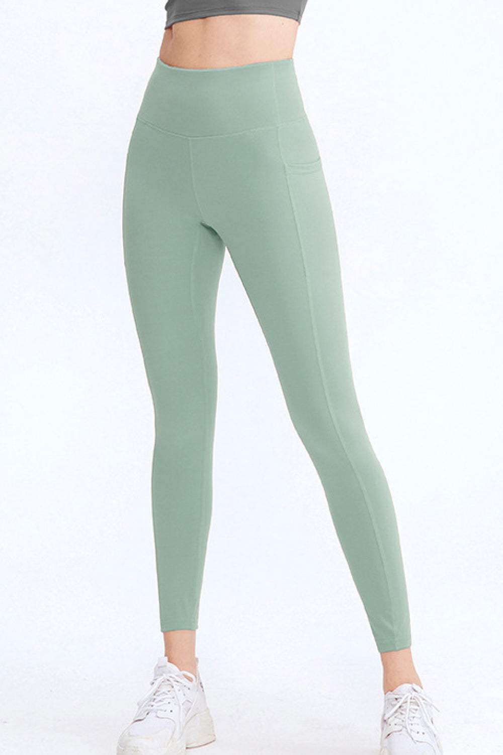 High Waist Ankle-Length Sports Leggings with Pockets