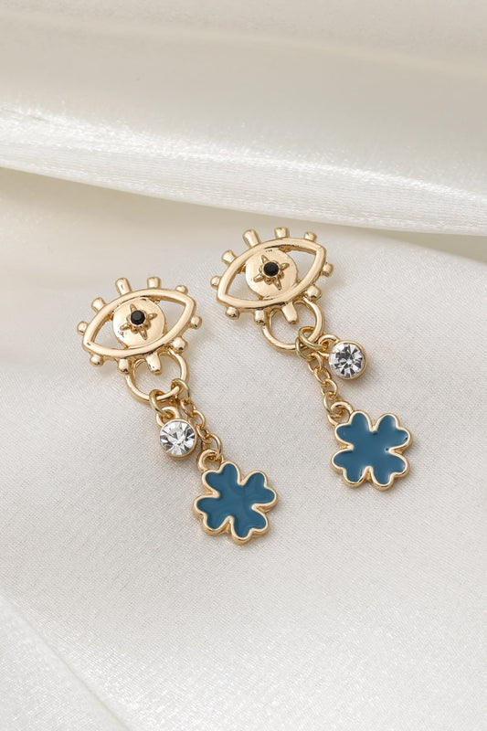 Rhinestone Evil Eye Drop Earrings