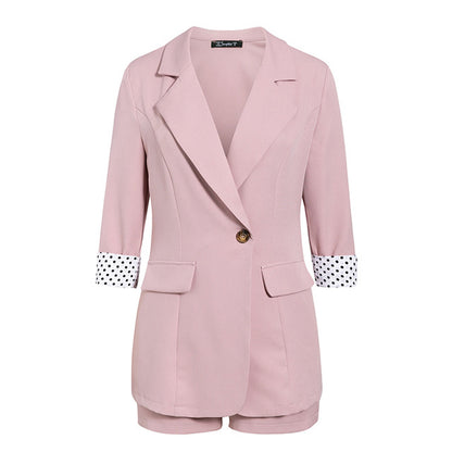 Suit shorts two-piece pure pink slim suit