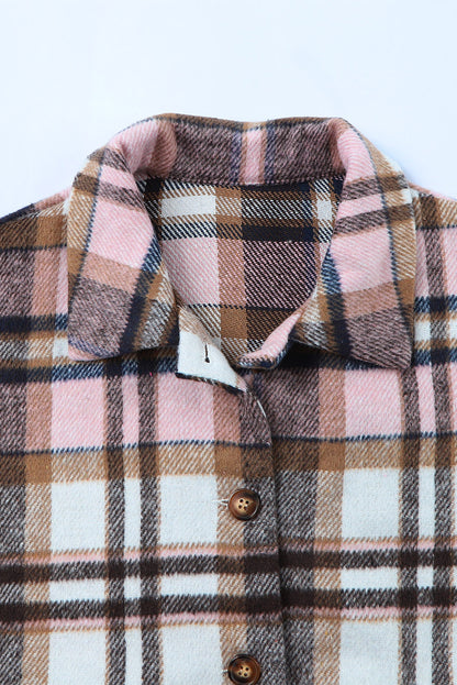 Plaid Dropped Shoulder Pocketed Shirt Jacket