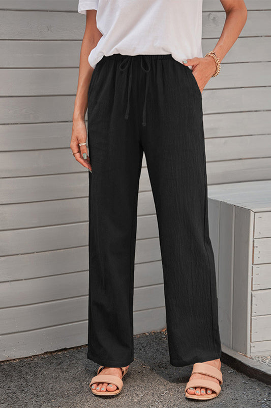 Elastic Waist Wide Leg Pants