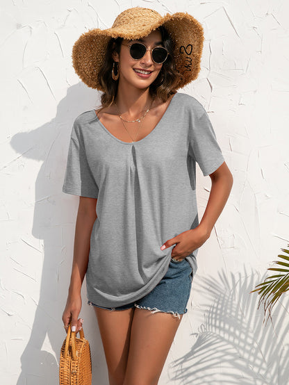 Lace Spliced Round Neck Tee