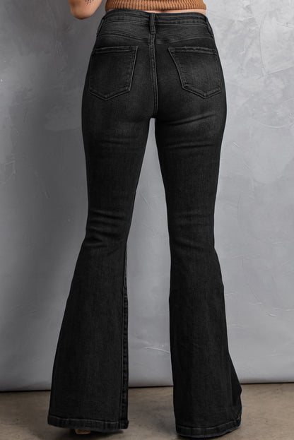 High Waist Flare Jeans with Pockets