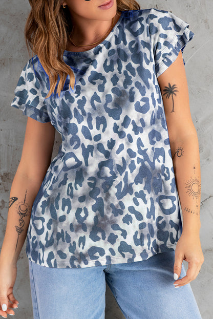 Leopard Print Round Neck Tee