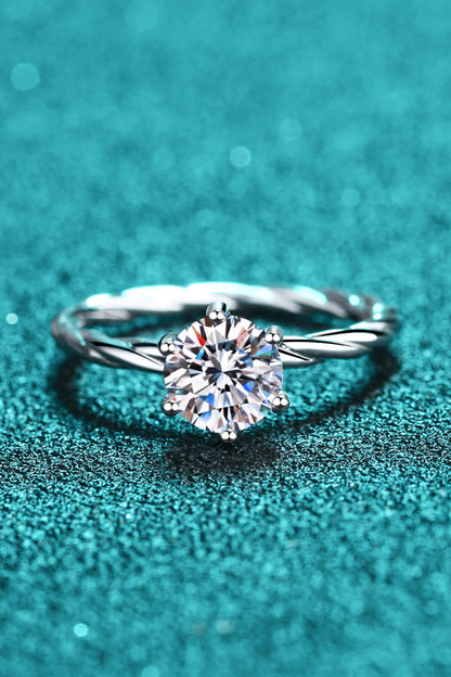 1 Carat Moissanite 6-Prong Twisted Ring