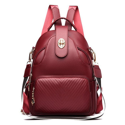 Stylish Multifunctional Backpack Women's Portable Pu Shoulder Backpack