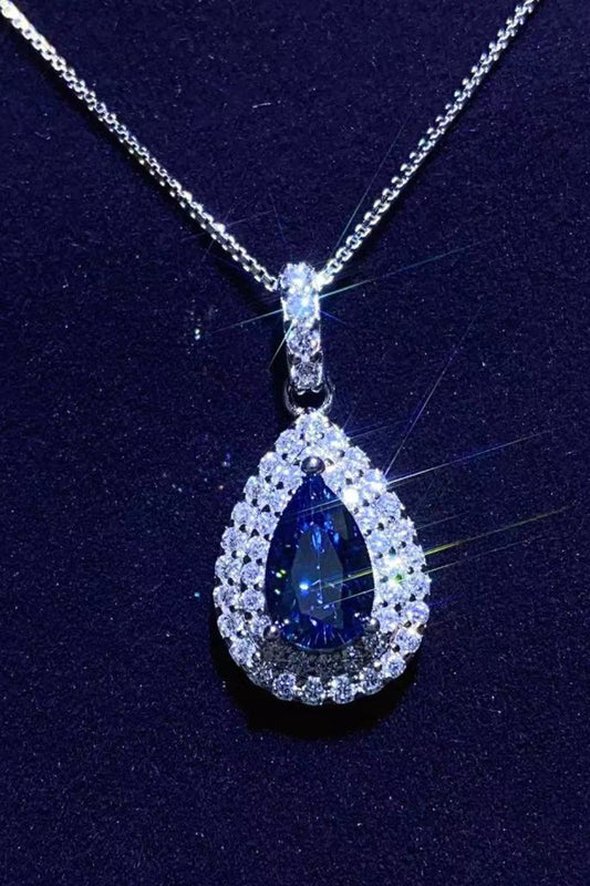 2 Carat Moissanite Teardrop Pendant Necklace